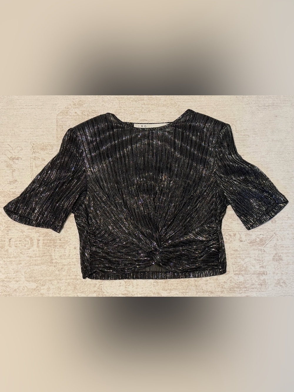 IRO Metallic Gunmetal Twist-Front Crop Top - Picture 2 of 10